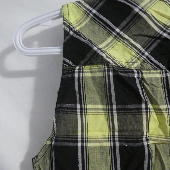 JUSTICE | size 20 | button down plaid tank | tie waist | silver rhinestones - Picture 12 of 15